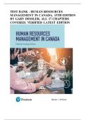 TEST BANK - HUMAN RESOURCES MANAGEMENT IN CANADA&comma; 15TH EDITION BY GARY DESSLER&comma; ALL 17 CHAPTERS COVERED&comma; VERIFIED LATEST EDITION