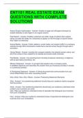 ENT101 REAL ESTATE EXAM QUESTIONS WITH COMPLETE SOLUTIONS 