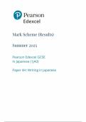 2025 Pearson Edexcel GCSE Japanese Mark Scheme Paper 4 &lpar;1JAO&sol;4H&colon; Writing in Japanese&rpar;