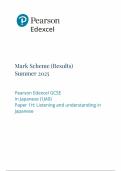 2025 Pearson Edexcel GCSE Japanese Mark Scheme Paper 1 &lpar;1JAO&sol;1H&colon; Listening and understanding in Japanese&rpar;