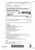 2025 Pearson Edexcel GCSE Japanese Paper 1 &lpar;1JAO&sol;1H&colon; Listening and understanding in Japanese&rpar;