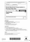 2025 Pearson Edexcel  GCSE Psychology PAPER 1 QUESTION PAPER &lpar;1PS0&sol;01