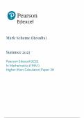 2025 Pearson Edexcel GCSE Mathematics Mark Scheme Paper 3 &lpar;1MA1&sol;3H&colon; Non- Calculator&rpar;