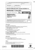 2025 Pearson Edexcel GCSE Mathematics Paper 3 &lpar;1MA1&sol;3H&colon; Non- Calculator&rpar;