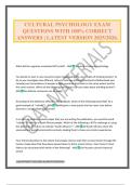 CULTURAL PSYCHOLOGY EXAM QUESTIONS WITH 100&percnt; CORRECT ANSWERS &vert; LATEST VERSION 2025&sol;2026&period;