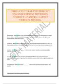 CROSS CULTURAL PSYCHOLOGY EXAM QUESTIONS WITH 100&percnt; CORRECT ANSWERS &vert; LATEST VERSION 2025&sol;2026&period;