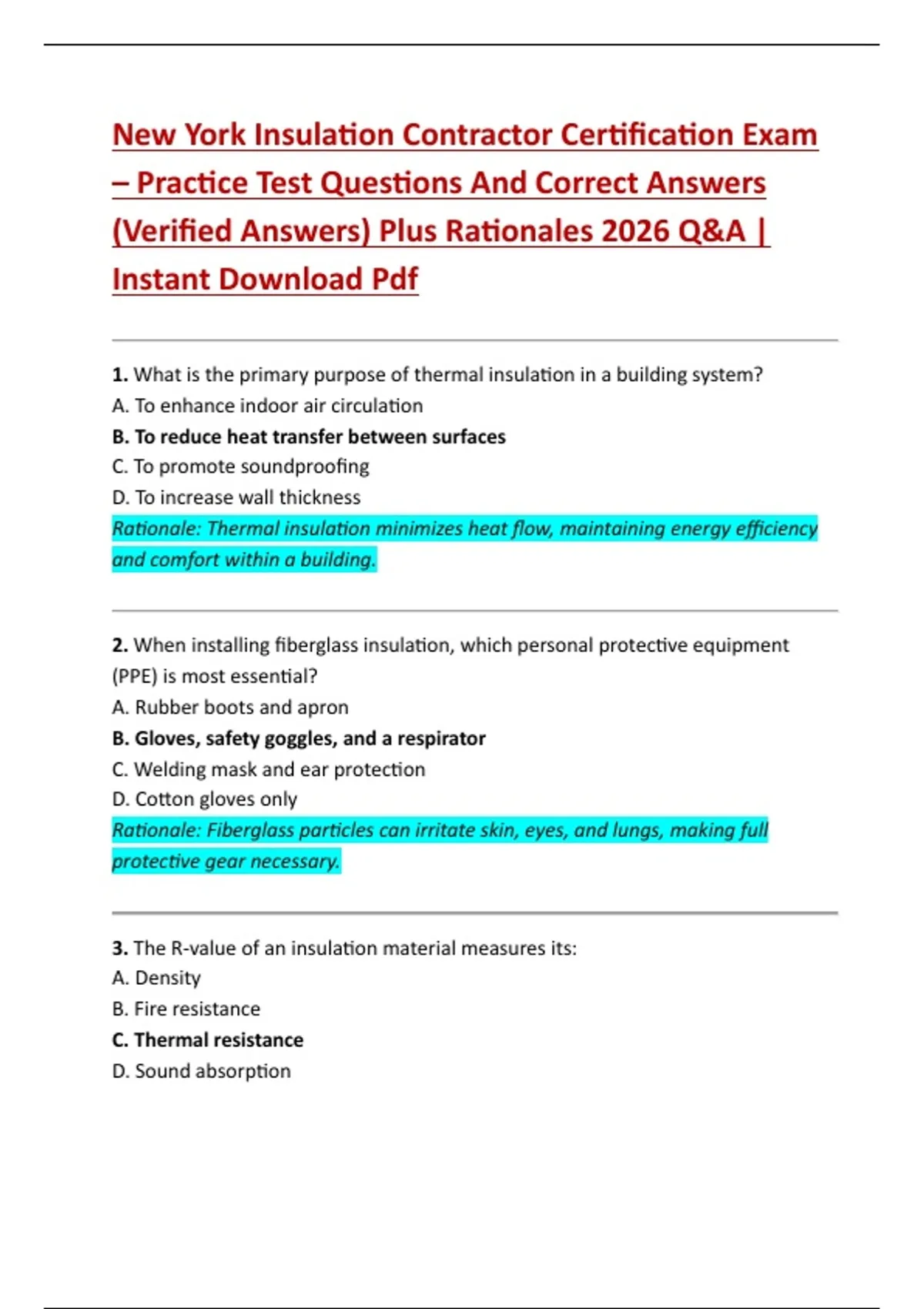 View of New York Insulation Contractor Certification Exam – Practice Test ...