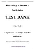 Test Bank &mdash; Hematology in Practice&comma; 2nd Edition &mdash; Betty Ciesla