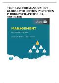 Test Bank For Management Global  15th Edition By Stephen P&period; Robbins Chapters 1 - 18&comma; Complete