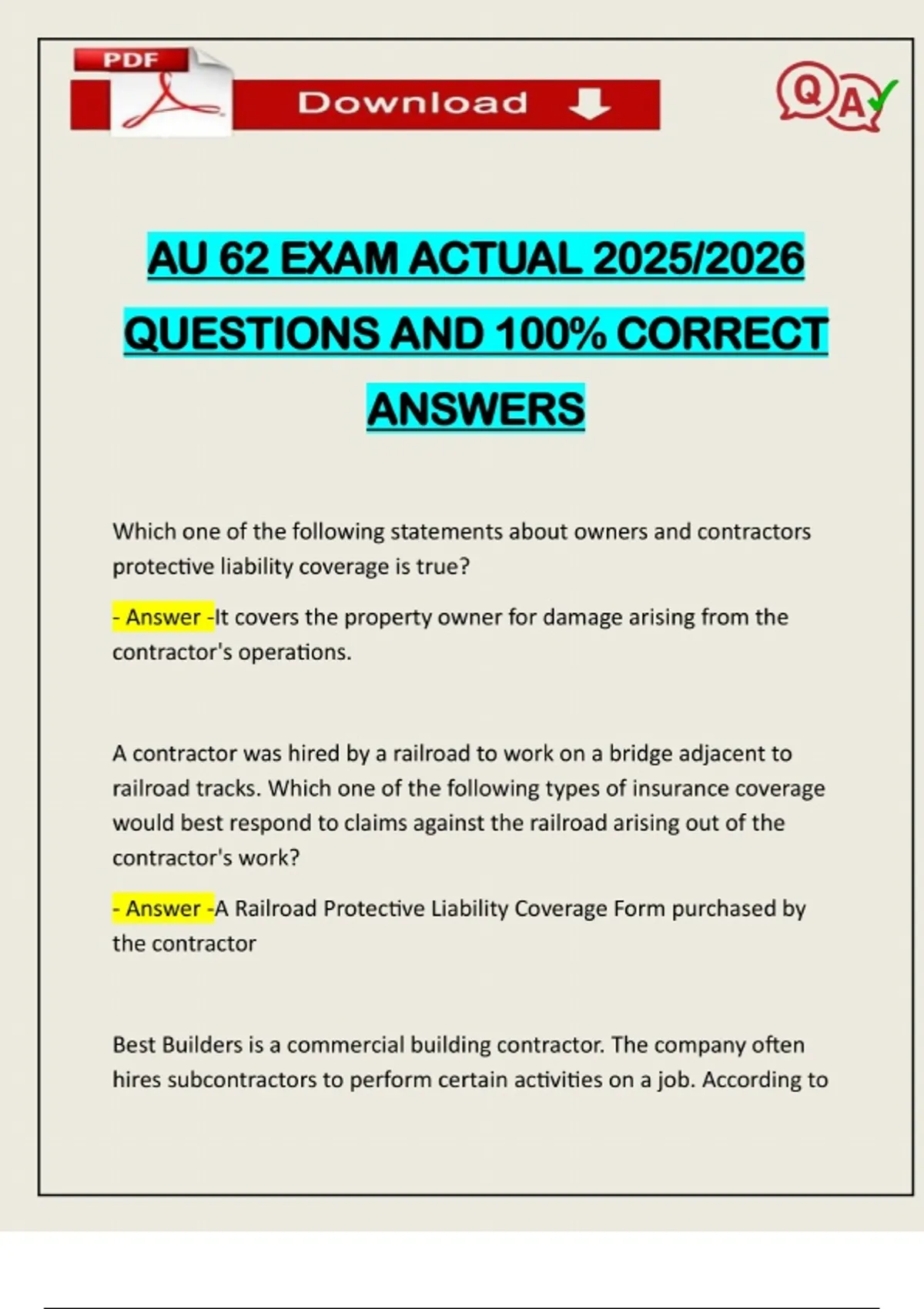 AU 62 EXAM ACTUAL 2025/2026 QUESTIONS AND 100% CORRECT ANSWERS - AU 62 ...