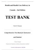 Test Bank &mdash; Health and Health Care Delivery in Canada&comma; 2nd Edition &mdash; Valerie D&period; Thompson