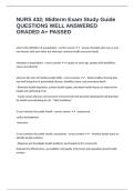 NURS 432&semi; Midterm Exam Study Guide QUESTIONS WELL ANSWERED GRADED A&plus; PASSED