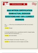 NAUI NITROX CERTIFICATION EXAM ACTUAL 2025&sol;2026 QUESTIONS AND 100&percnt; CORRECT ANSWERS
