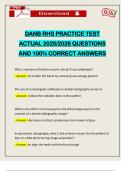 DANB RHS PRACTICE TEST ACTUAL 2025&sol;2026 QUESTIONS AND 100&percnt; CORRECT ANSWERS