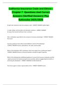 California Insurance Code and Ethics - Chapter 7 Questions And Correct Answers &lpar;Verified Answers&rpar; Plus Rationales 2025&sol;2026&period;
