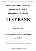 Test Bank &mdash; Mirror for Humanity&colon; A Concise Introduction to Cultural Anthropology&comma; 13th Edition &mdash; Conrad Kottak