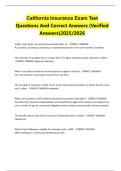 California Insurance Exam Test Questions And Correct Answers &lpar;Verified Answers&rpar;2025&sol;2026