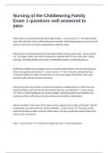 Nursing of the Childbearing Family Exam 1 questions well answered to pass