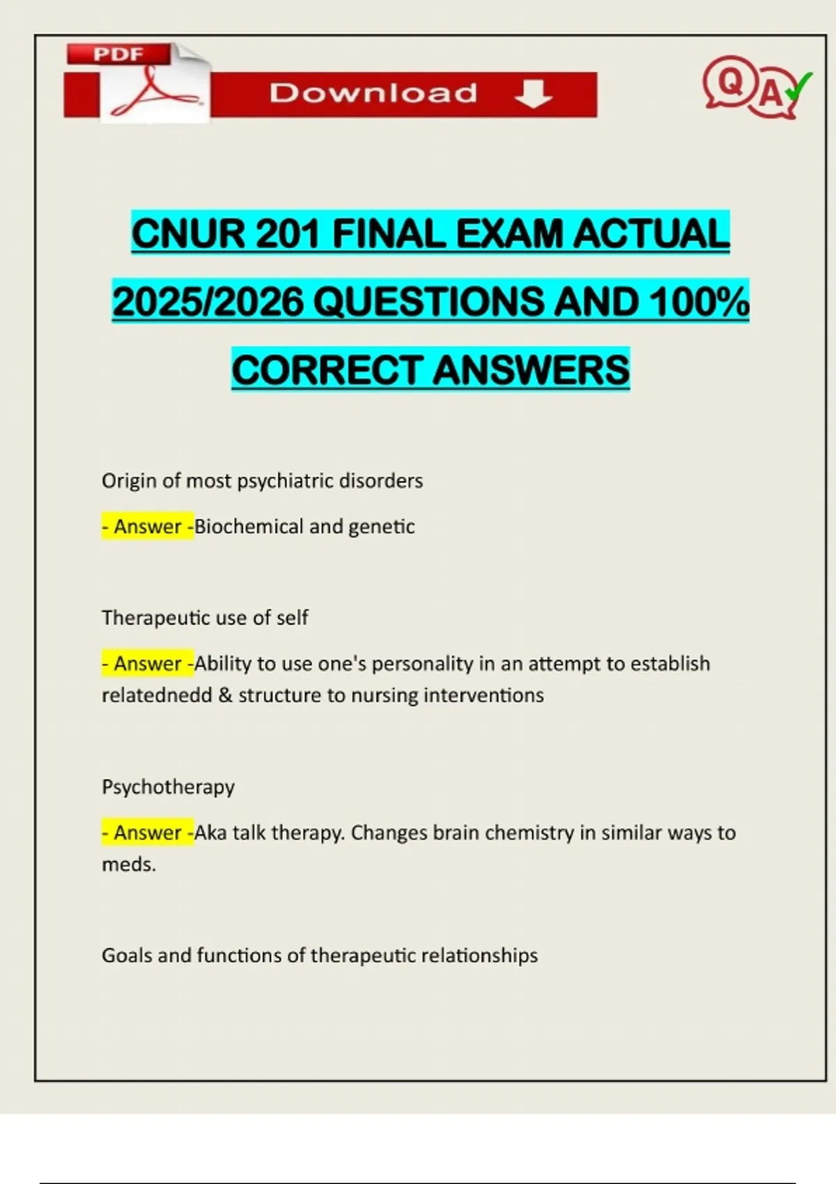 CNUR 201 FINAL EXAM ACTUAL 2025/2026 QUESTIONS AND 100% CORRECT ANSWERS ...