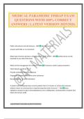 MEDICAL PARAMEDIC FISDAP EXAM QUESTIONS WITH 100&percnt; CORRECT ANSWERS &vert; LATEST VERSION 2025&sol;2026&period;