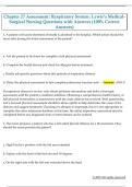 Chapter 27 Assessment&colon; Respiratory System&colon; Lewis&rsquo;s Medical Surgical Nursing Questions with Answers &lpar;100&percnt; Correct  Answers&rpar; 