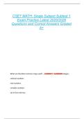 CSET MATH&colon; Single Subject Subtest 1  Exam Practice Latest 2025&sol;2026  Questions and Correct Answers Graded  A&plus;