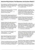 Abnormal Psych Exam 2 Test Questions and Answers Rated A