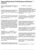 Abnormal Psych Exam 5 Test Questions and Answers Graded A