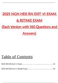 2025 NGN HESI RN EXIT V1 EXAM  & RETAKE EXAM  &lpar;Each Version with 160 Questions and  Answers&rpar; 