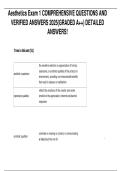 Aesthetics Exam 1 &ndash; Comprehensive Questions and Verified Answers &lpar;2025&comma; Graded A&plus;&plus;&rpar; &vert; Detailed Study Material