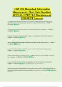 OAD 138&colon; Records & Information  Management - Final Quiz Questions  ACTUAL UPDATED Questions and  CORRECT Answers 