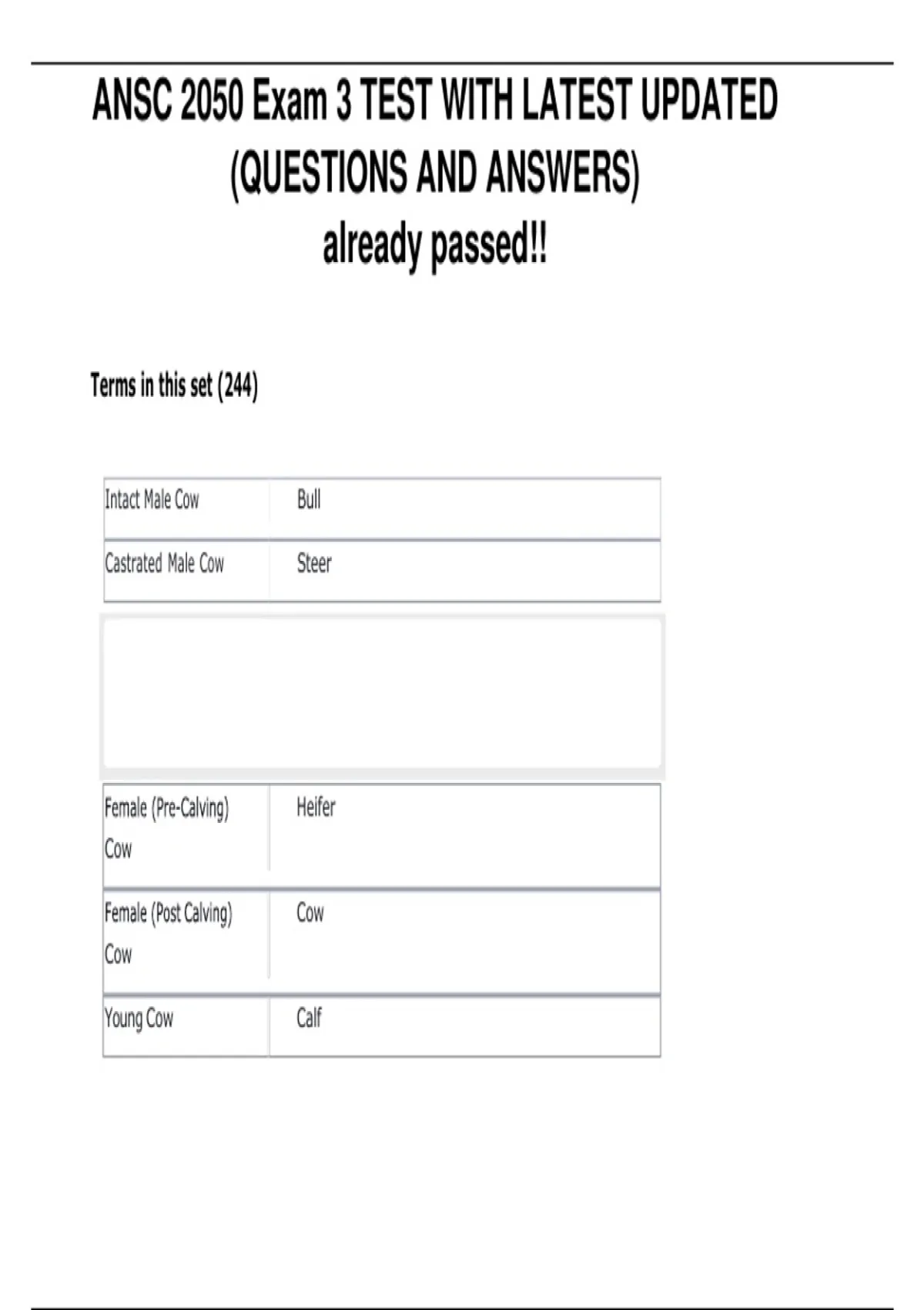 ANSC 2050 Exam 3 – Latest Updated Test with Verified Questions and ...