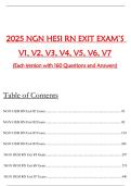 2025 NGN HESI RN EXIT EXAM&rsquo;S  V1&comma; V2&comma; V3&comma; V4&comma; V5&comma; V6&comma; V7  &lpar;Each Ṿersion with 160 Questions and Answers&rpar; 