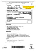 May 2025 Edexcel&colon; A Level Physical Education 9PE0&sol;01 Component 1 &ndash; Scientific Principles of Physical Education &ndash; Merged Question Paper & Mark Scheme