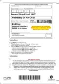 May 2025 Edexcel&colon; AS Level Politics 8PL0&sol;01 Paper 1 &ndash; UK Politics &ndash; Merged Question Paper & Mark Scheme&period;