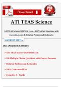 ATI TEAS Science 2025&sol;2026 Exam &ndash; 100 Verified Questions with Correct Answers & Detailed Professional Rationales