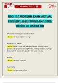NSG 120 MIDTERM EXAM ACTUAL 2025&sol;2026 QUESTIONS AND 100&percnt; CORRECT ANSWERS