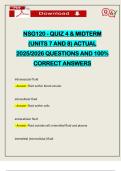 NSG120 - QUIZ 4 & MIDTERM &lpar;UNITS 7 AND 8&rpar; ACTUAL 2025&sol;2026 QUESTIONS AND 100&percnt; CORRECT ANSWERS