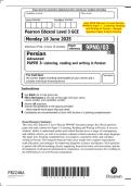 June 2025 Edexcel&colon; A Level Persian 9PN0&sol;03 Paper 3 &ndash; Listening&comma; Reading and Writing in Persian &ndash; Merged Question Paper & Mark Scheme