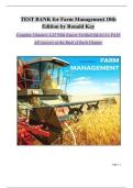 TEST BANK FOR Farm Management 9th Edition By Ronald Kay&vert; All Chapters 1-12&vert; Latest 2026