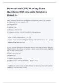 Maternal and Child Nursing Exam Questions With Accurate Solutions Rated A+ 