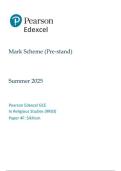 Pearson Edexcel a level Religious Studies &vert;final mark scheme &vert;2025&vert;9RS0&sol;4f&vert;