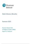 Pearson Edexcel a level Religious Studies &vert;final mark scheme  &vert;2025&vert;9RS0&sol;4c&vert;