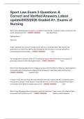 Sport Law Exam 3 Questions & Correct and Verified Answers&period;Latest update2025&sol;2026 Graded A&plus;&comma; Exams of Nursing