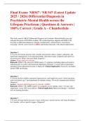 NR 547 Final Exam &lpar;2025&sol;2026&rpar; &ndash; Differential Diagnosis in Psychiatric-Mental Health Across the Lifespan Practicum &vert; Chamberlain University &vert; Verified Questions and Answers &vert; 100&percnt; Correct &vert; Grade A
