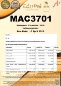 MAC3701 Assignment 2 &lpar;COMPLETE ANSWERS&rpar; Semester 1 2026 - DUE 16 April 2026