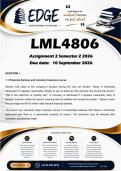 LML4806 Assignment 2 &lpar;ANSWERS&rpar; Semester 2 2026 - DISTINCTION GUARANTEED