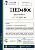 HED4806 Assignment 4 &lpar;QUALITY ANSWERS&rpar; 2026