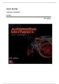 TEST BANK FOR Automotive Mechanics 10th Edition by Ed May &comma; ISBN&colon; 9781760421502 &vert;All Chapters Included &lpar;Verified&rpar;&vert; Complete Guide A&plus;