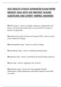 ACE HEALTH COACH ADVANCED EXAM PAPER NEWEST 2026 WITH 100 PERCENT SOLVED QUESTIONS AND EXPERT VERIFIED ANSWERS